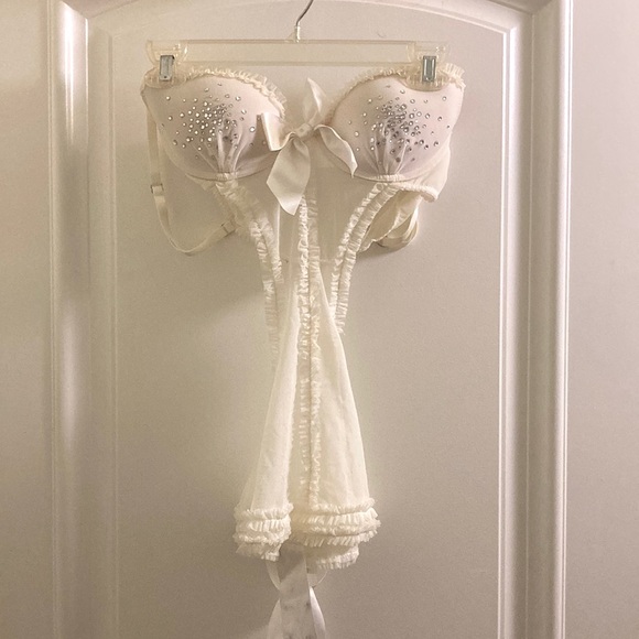 Victoria's Secret Other - victoria’s secret 👰🏼 y2k babydoll i do bridal rhinestone lingerie one piece